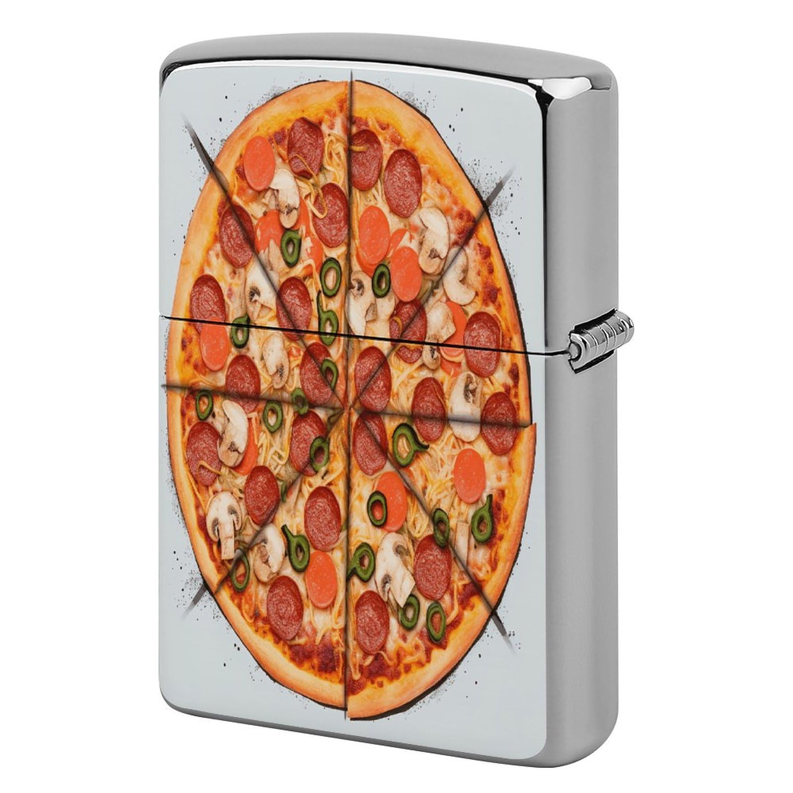 Fekiloot Style I Love Pizza Lighter Case Cover Metal Lighter Case
