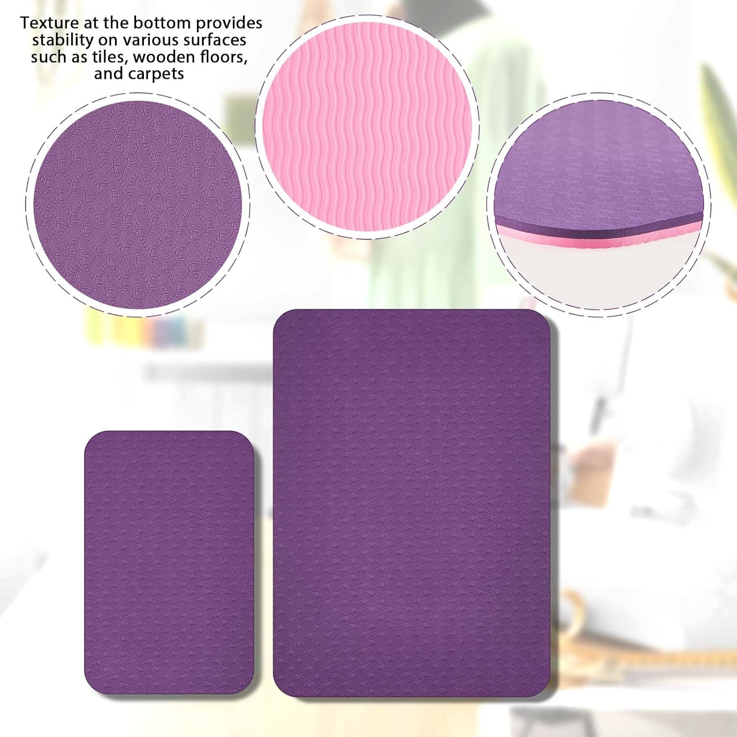 2 Pcs Sewing Machine Muffling Mat Pedal Sewing Mat Reduce Vibrations Noise No Slip Machine Accessories for Quilting(15" X 20" and 9" X 14",Pink Purple)