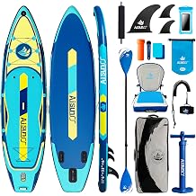116x35 Super Wide Inflatable Paddle Board, 550lb Capacity Premium Stable SUP Board for 2+1 People/Family w/100L Backpack, Dual-Action Pump, Safety Leash