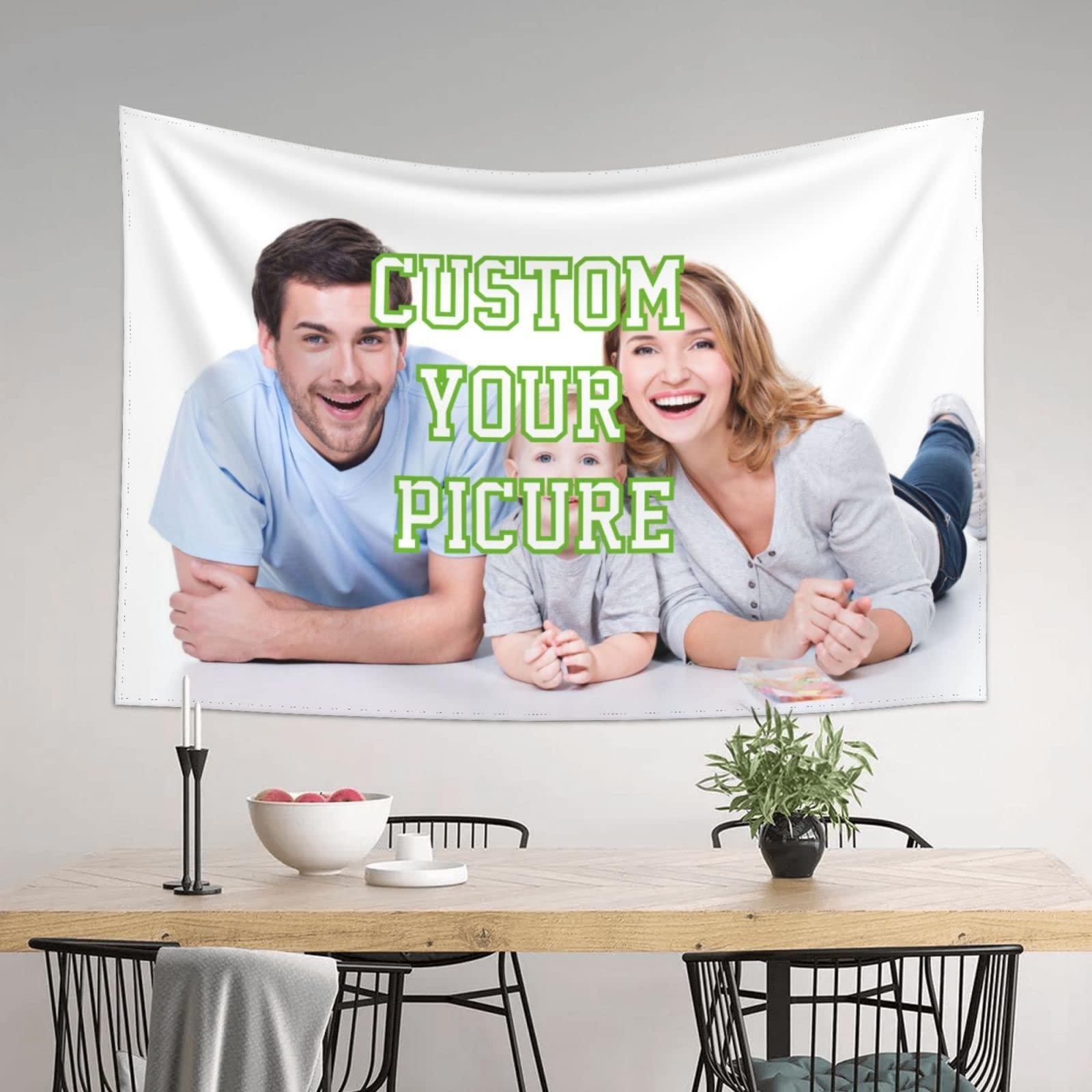 Roninkier Custom Tapestry Personalised Background Black Light Tapestry DIY Print Own Photo Wall Hanging, 230 x 180cm — image 1