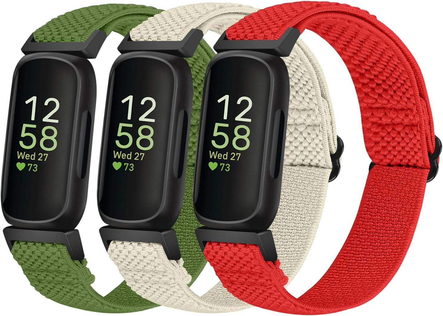 Fitbit Inspire 2 Replacement Bands - Nylon Sport Strap Green Adjustable Wristband