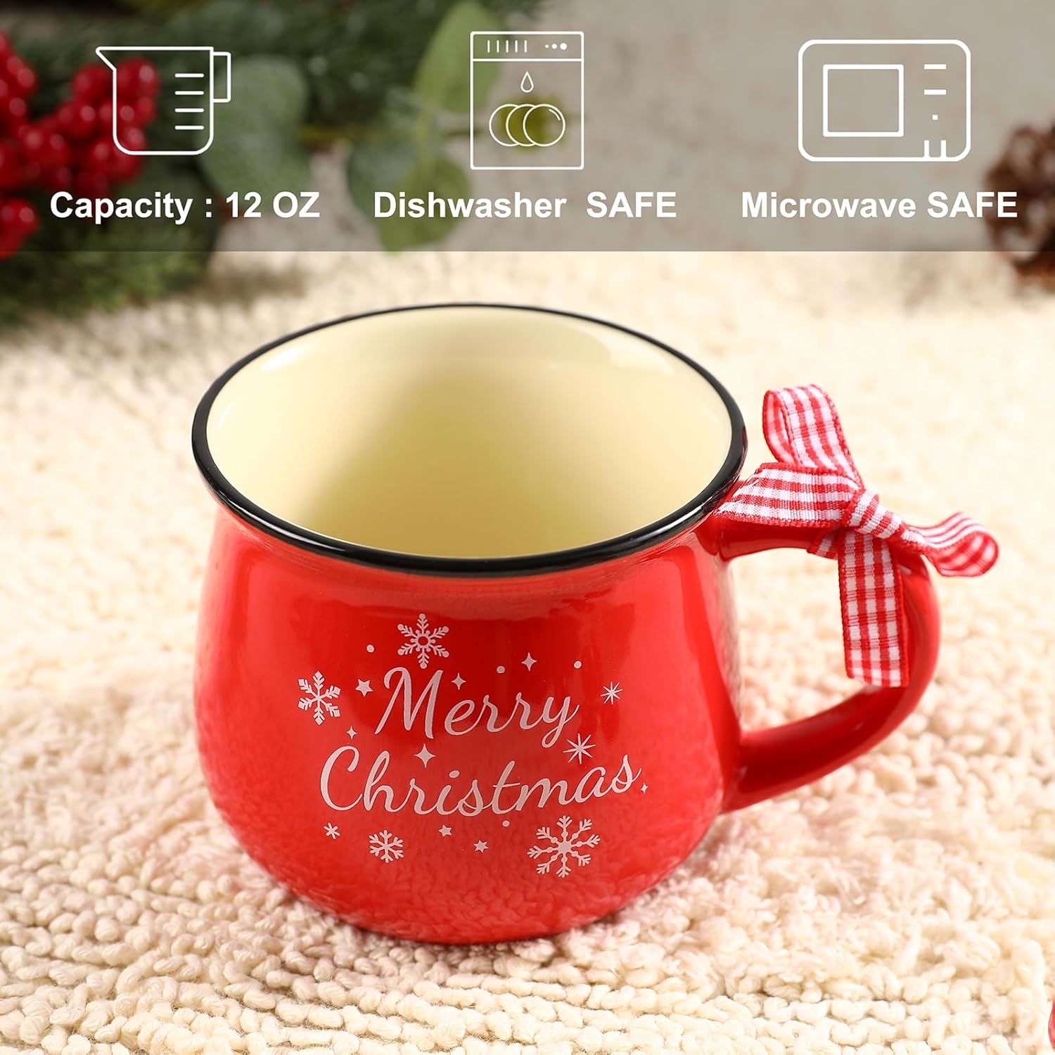 6PCS Christmas Coffee Mugs Set - 12 oz Ceramic Holiday Mugs for Hot Cocoa & Winter Beverages - Christmas Gift for Family, Friends, Women, Home Decor - Image 4