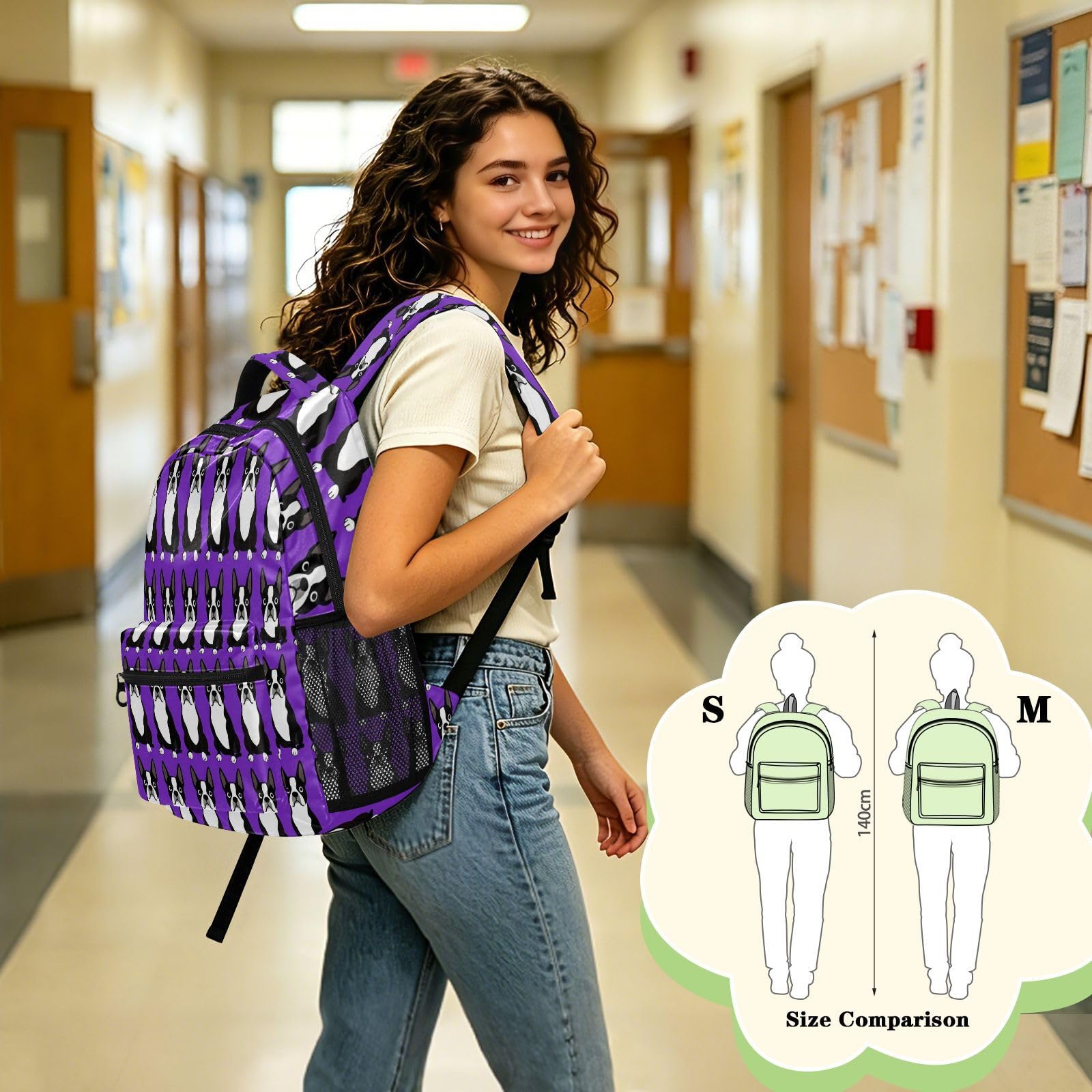 FRODOTGV Zaino da viaggio multitasche, in tessuto twill di poliestere, per studenti scolastici, campeggio, visite turistiche, taglia S, Viola Terrier, S, Casual