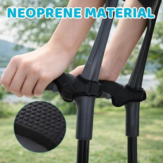 2 Pcs Breathable Crutches Handle Pads, Non-Slip Comfortable Grip Covers, Universal Fit crutch pads for Walking Crutches & Rollator, Thick Cushion Crutch Handle Pads to Relieve Hand Pressure