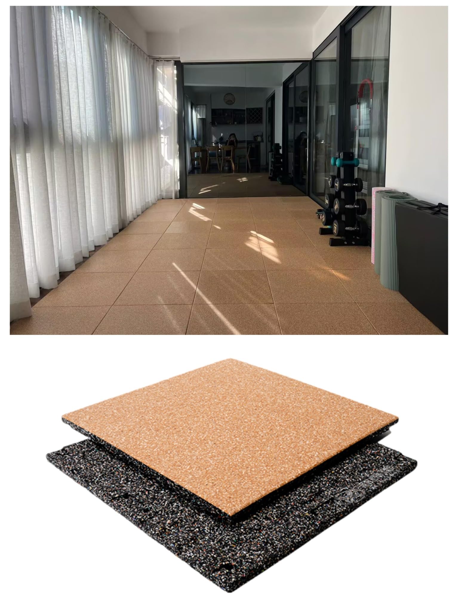 Tappetino In Gomma For Palestra, Piastrelle In Gomma For Parco Giochi - Piastrelle Di Sicurezza Antiurto Da 1 Pollice For Parchi Giochi E Attrezzature For Esercizi - 20" X 20"