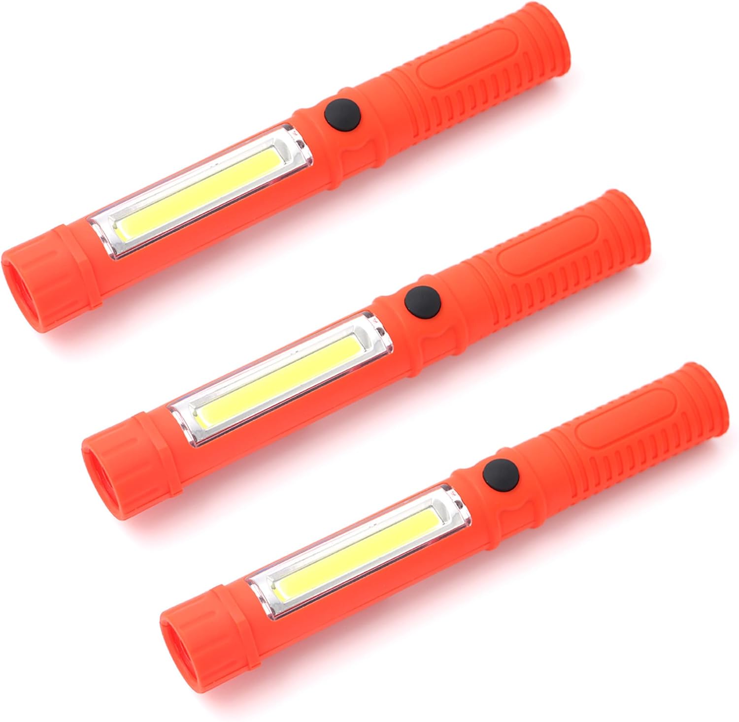 3Pcs LED Magnetic Worklight,Bulk Portable COB Inspection Lamp Trouble Light for Mechanic,BBQ,Car,Camping,Emergency (Orange,Batteries NOT Included)
