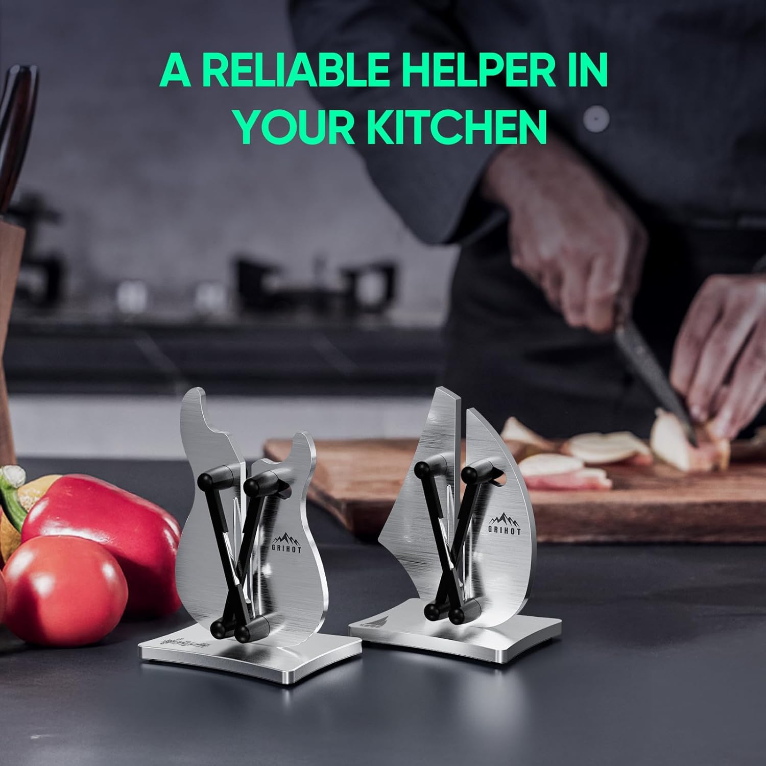 VQ-5 Professional Knife Sharpener | 3-Action Streamlined Guitar Design for Effortless Knife Sharpening - The Ultimate Tool for Precision 11 to 21 Degree Angles