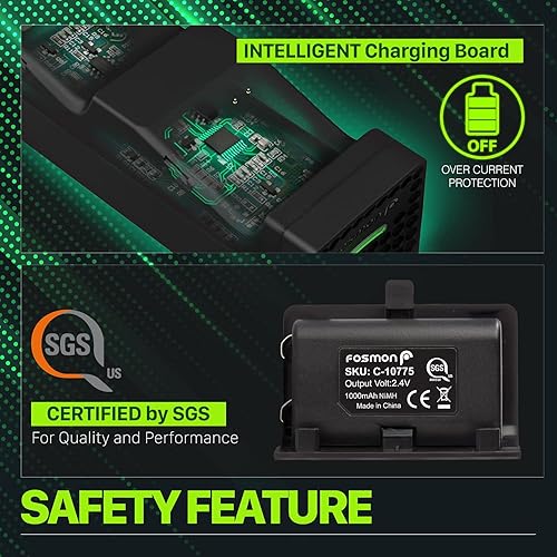 Miniatura 5 de Fosmon Dual 2 Controller Charger Compatible with Xbox Series XS Controllers (Not for Xbox One 360), (Two Slot) High Speed Docking Charging Station