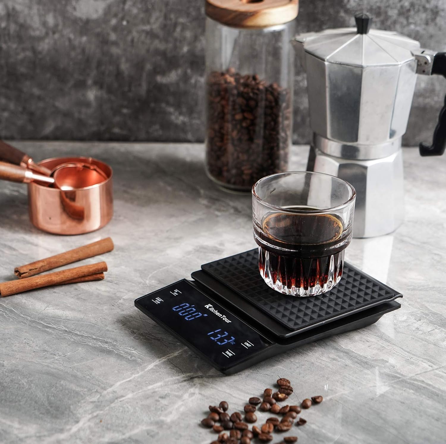 KitchenTour Coffee Scale with Timer 3kg/ High Precis Pour Over Drip