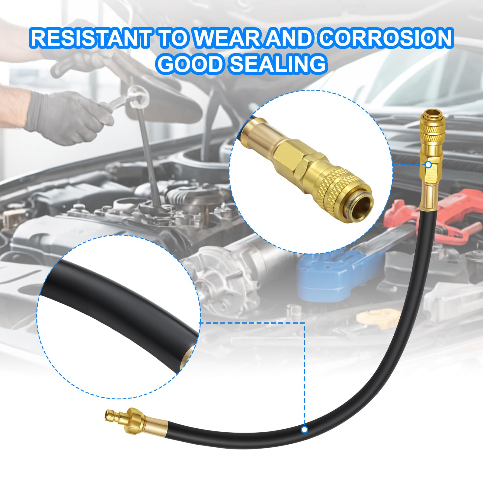 46tlg Kompressionstester - Benzin & Diesel Motor Kompressionsprüfer 0-50 Bar | 0-725 Psi, für HDI,TDCi, Pumpe Duse Motor, Druckverlusttester kompatibel mit Kfz PKW LKW M24, M22, M20, M14, M12, M10, M8