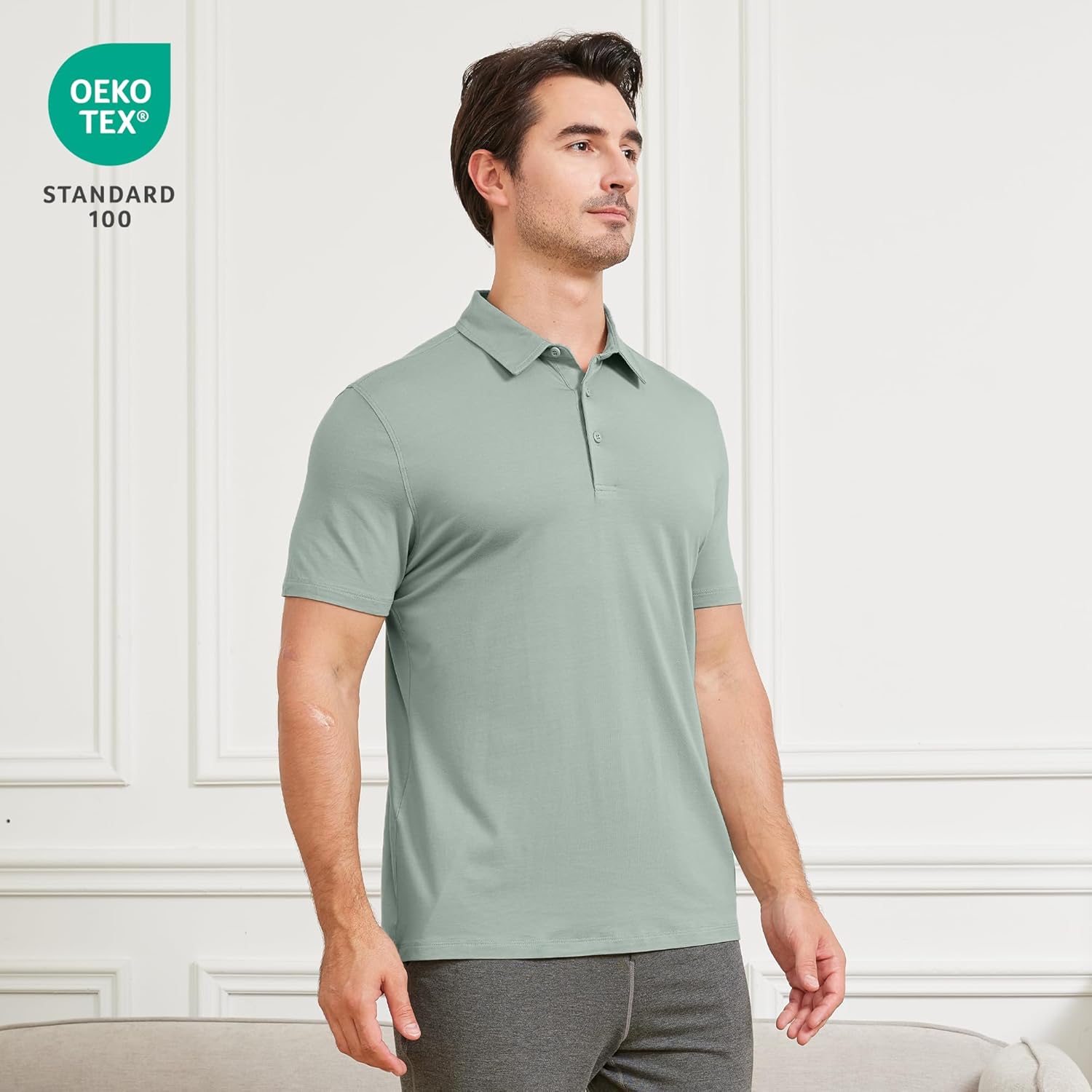 netdraw Mens Ultra Soft Bamboo Viscose Polo Lightweight Cooling Short Sleeve Casual Collared Golf Shirt - Image 2