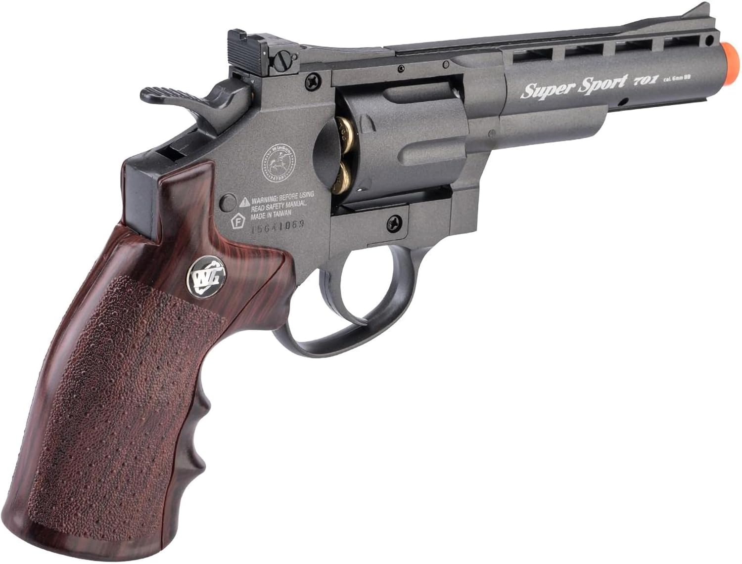 Evike Airsoft - WinGun CO2 Powered Metal High Power Airsoft Magnum Gas Airsoft Revolver (Color: Black / 4")