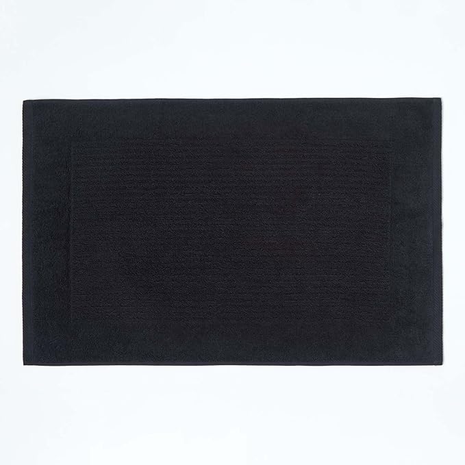 HOMESCAPES Imperial Plain Black Bath Mat 50 x 80 cm Super Soft