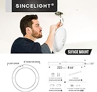Vista 6 de SINCELIGHT PIR - Lámpara de techo LED de 18 W con sensor de movimiento (Φ9 pulgadas/8.661 in), encendido/apagado automático, activado por Blanco