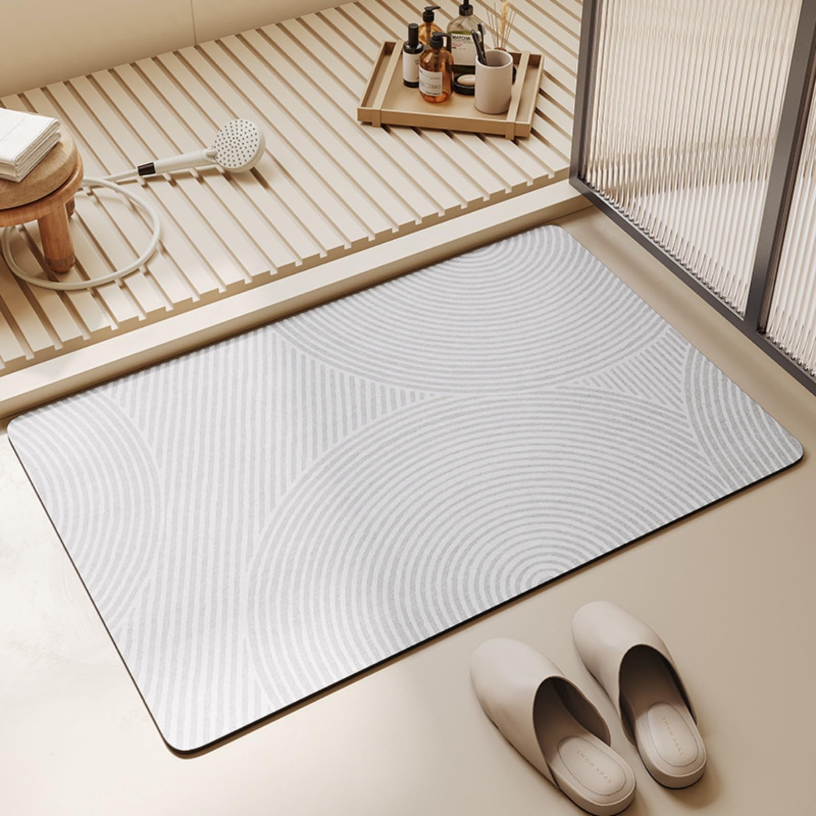 Tapis de bain antidérapant incurvé ultra doux pour l'intérieur de la douche
