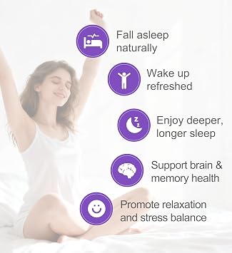 Natural Sleep Aid for Adults with GABA & Seaweed Extract, Melatonin-Free Supplement for Deep Sleep & Stress Relief, Non-Habit Forming 10 Capsules