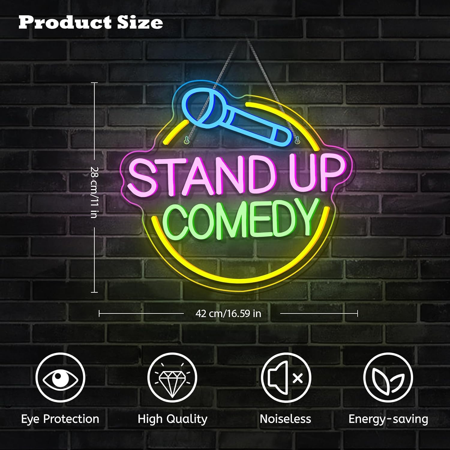 Stand Up Comedy Neon Sign Led Colorful Neon Light for Wall Decor Usb Talk Show Light Up Signs for Live Funny Stand Up Show Beer Bar Man Cave Decorations image 5