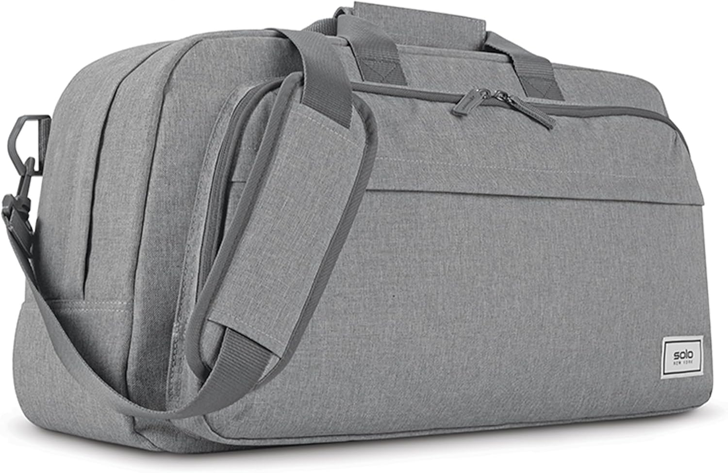 Solo New York Duffel Bag for Travel - Weekender Bag for Women & Men, Carry On Luggage, Lightweight, Front Zippered Pocket, Adjustable Shoulder Strap - Re:Move, Gray