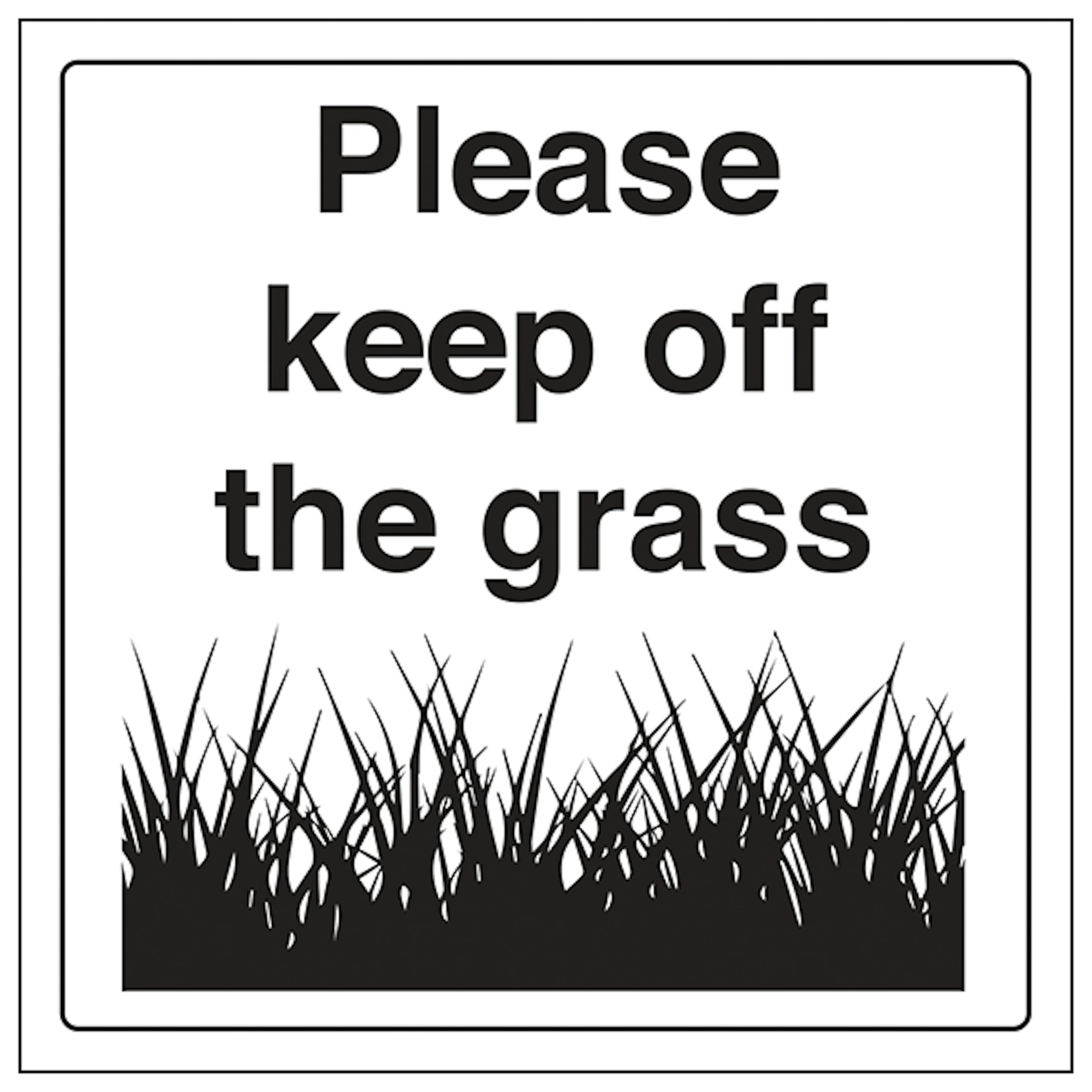V Safety Please Keep Off The Grass 200 x 200 mm - 2mm Super-Tough Rigid Plastic Safety Sign