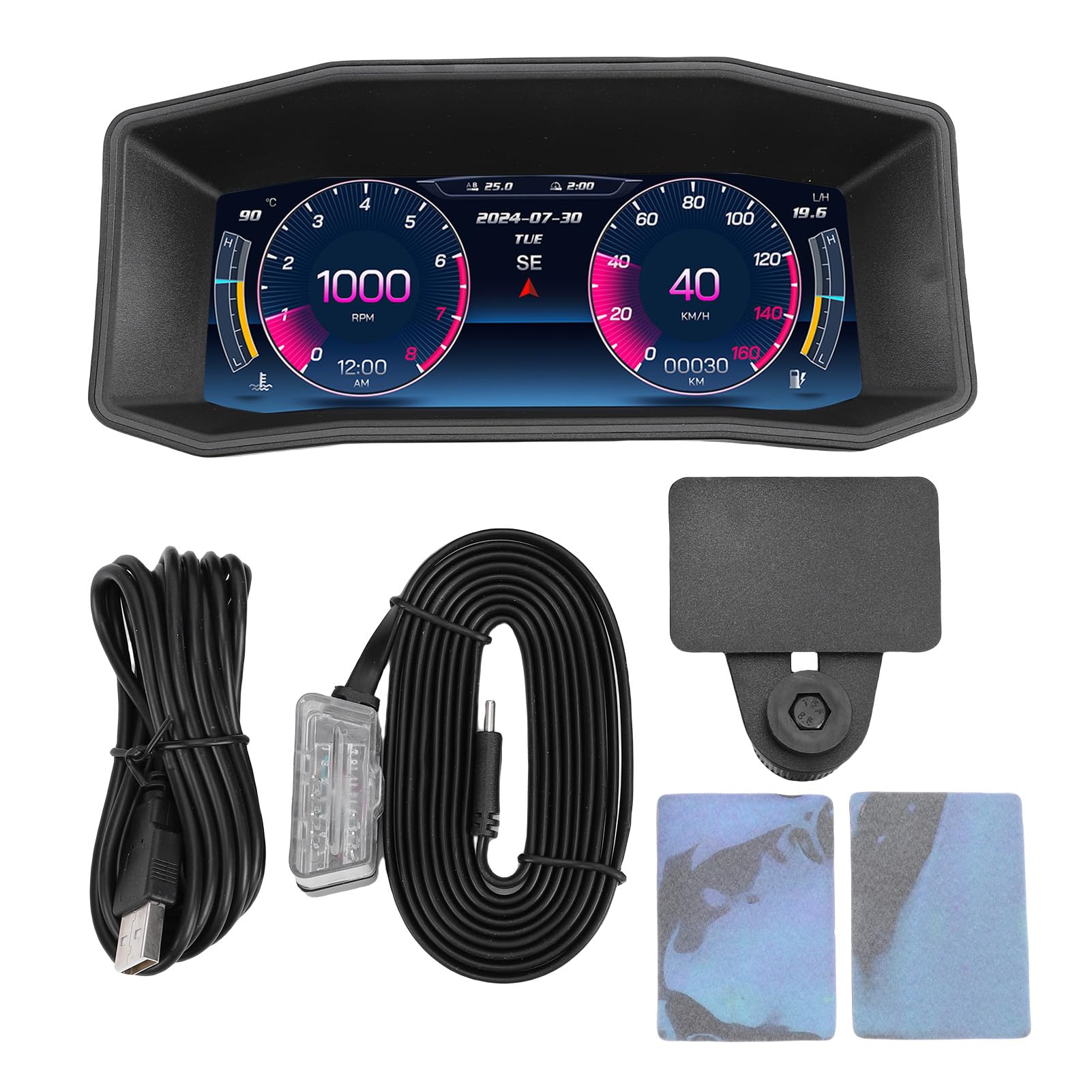 SIXRUN Samochodowy HUD Cyfrowy Prędkościomierz GPS Wyświetlacz Head Up z OBD II Plug and Play Wyraźny Alarm Przekroczenia Prędkości Projekcyjnej 12 Języków dla Samochodów Przetworniki Kempingi