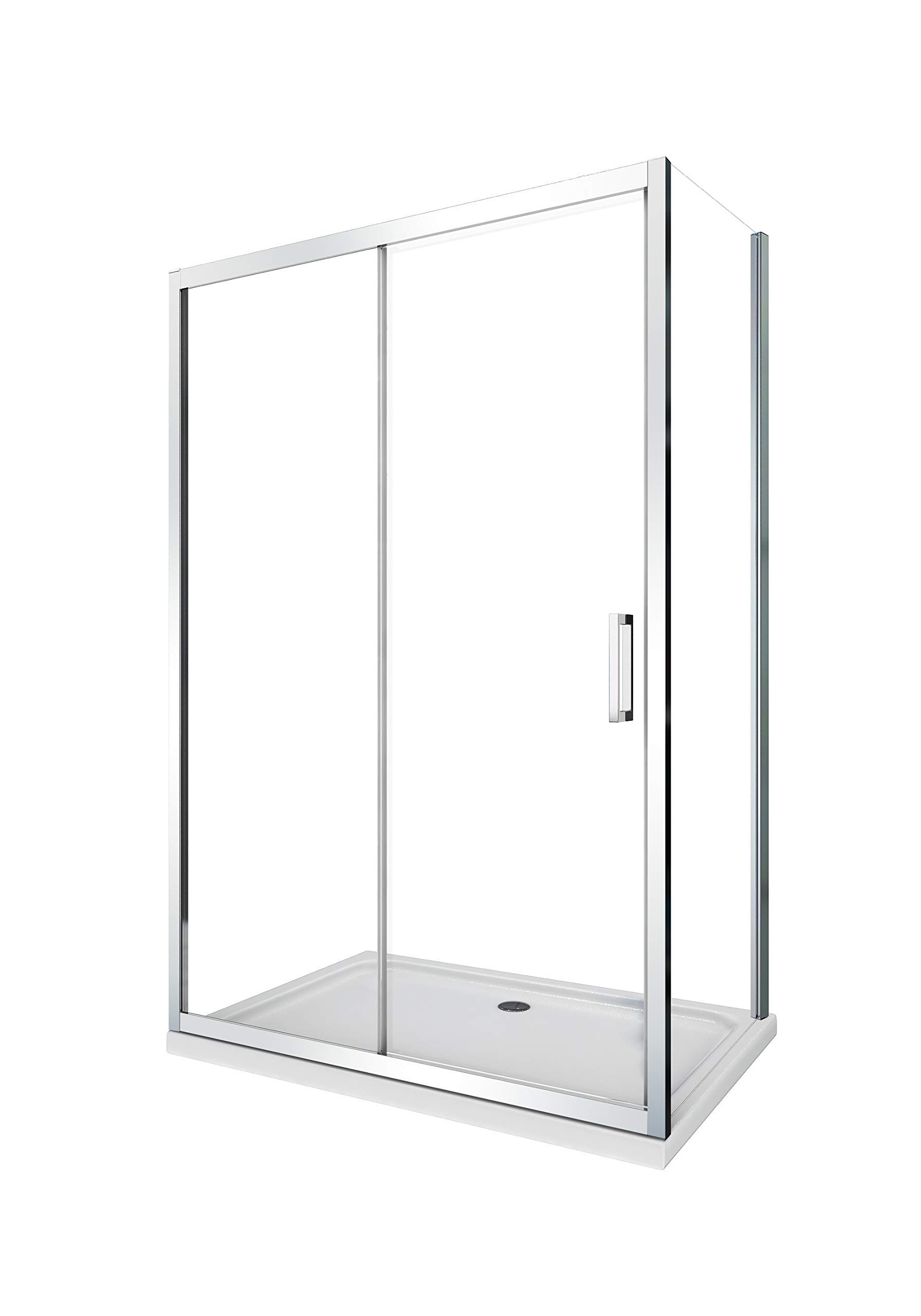 Box Doccia Angolare Parete Fissa Laterale e Porta Scorrevole Frontale Reversibile 6 mm Easy-Clean H.190 (77,5-80 fisso x 115-120 porta)