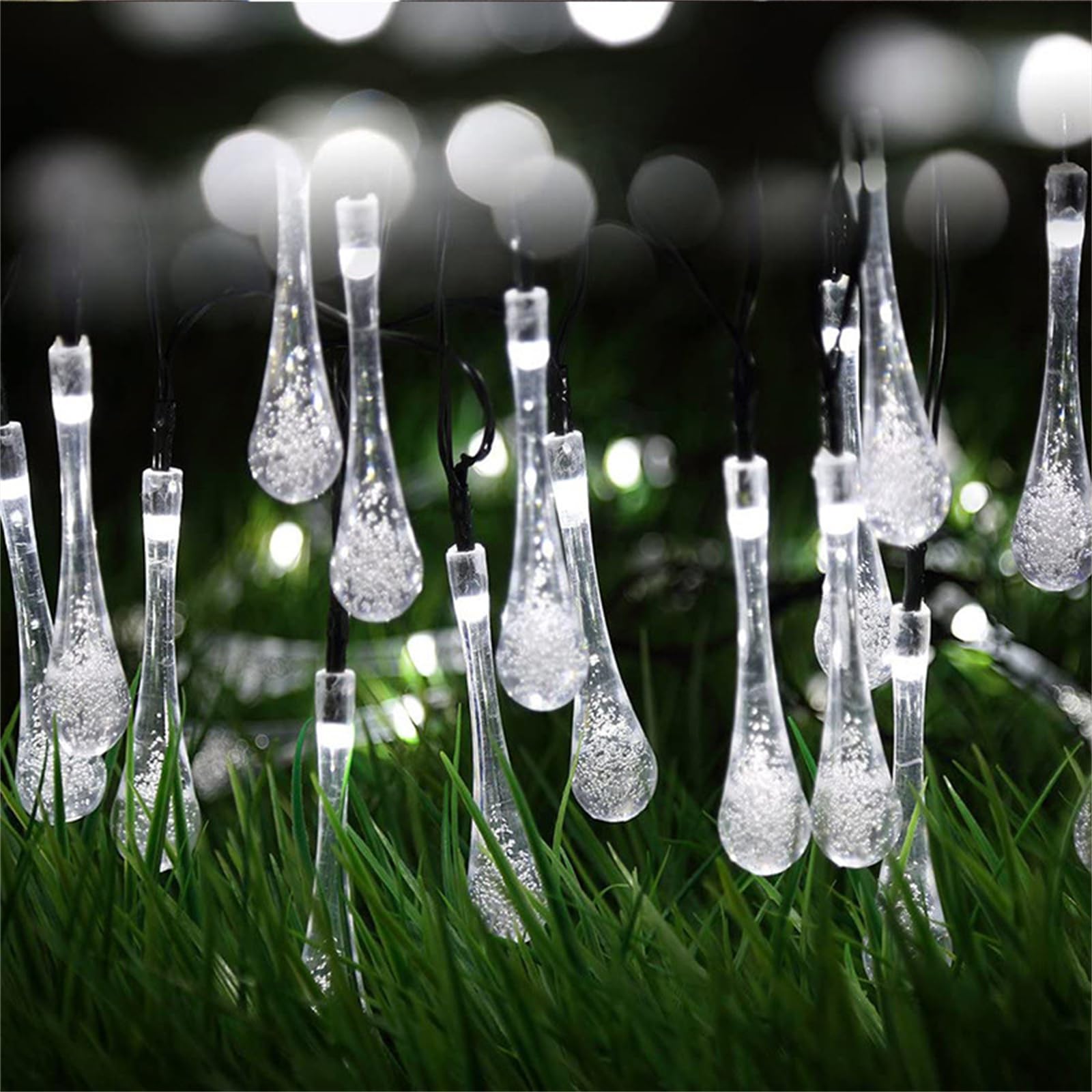 Mateju LED Lichterkette Außen Solar, Solar Lichterkette Aussen mit Fernbedienung 8 Modi Solarlichterkette Outdoor für Innen, Garten, Terrasse, Balkon, Hochzeit (Drops-Weiß,32m/300led)