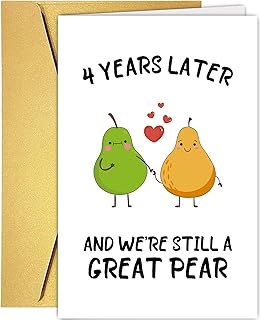 Supoeguk Funny 4th Anniversary Card for Wife Husband, Sweet Four Years Card for Him