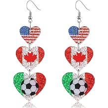Soccer Earrings 2026 World Soccer Cup USA Mexico Canada Flag Heart Drop Dangle Earrings Sports Fan Jewelry Gifts