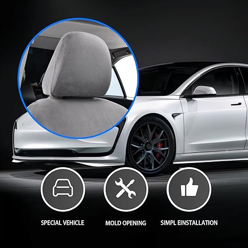 Miniatura 3 de gunhunt Paquete de 2 fundas para reposacabezas de automóvil, fundas protectoras suaves a prueba de polvo, repuesto de fundas para reposacabezas de