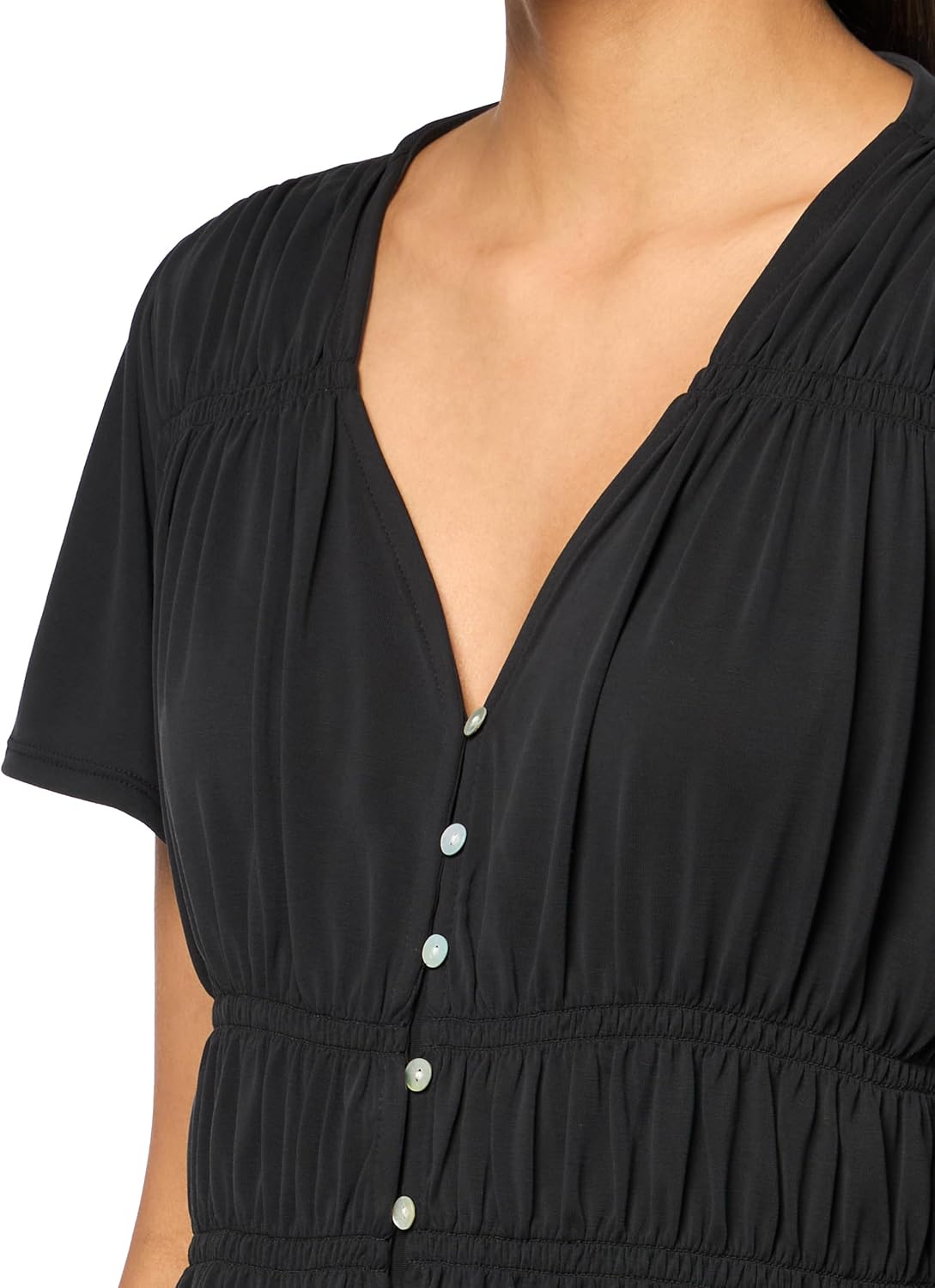 Lucky Brand Womens Sandwash Shirred Button Front - Image 3