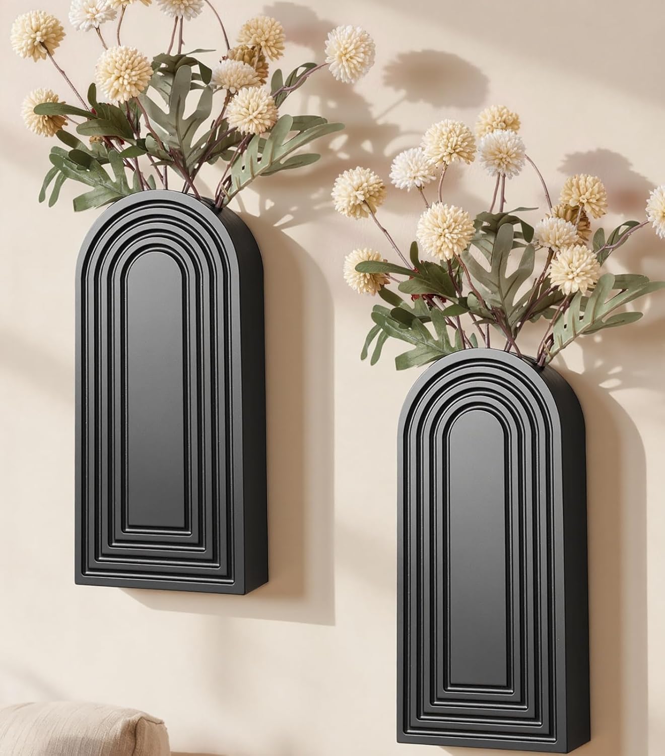 Wooden Wall Vase Set of 2, Wall Hanging Planter Modern Farmhouse Wall Decor for Boho Wall Decor for Indoor Entryway Hallway Bathroom Living Room Dining Room