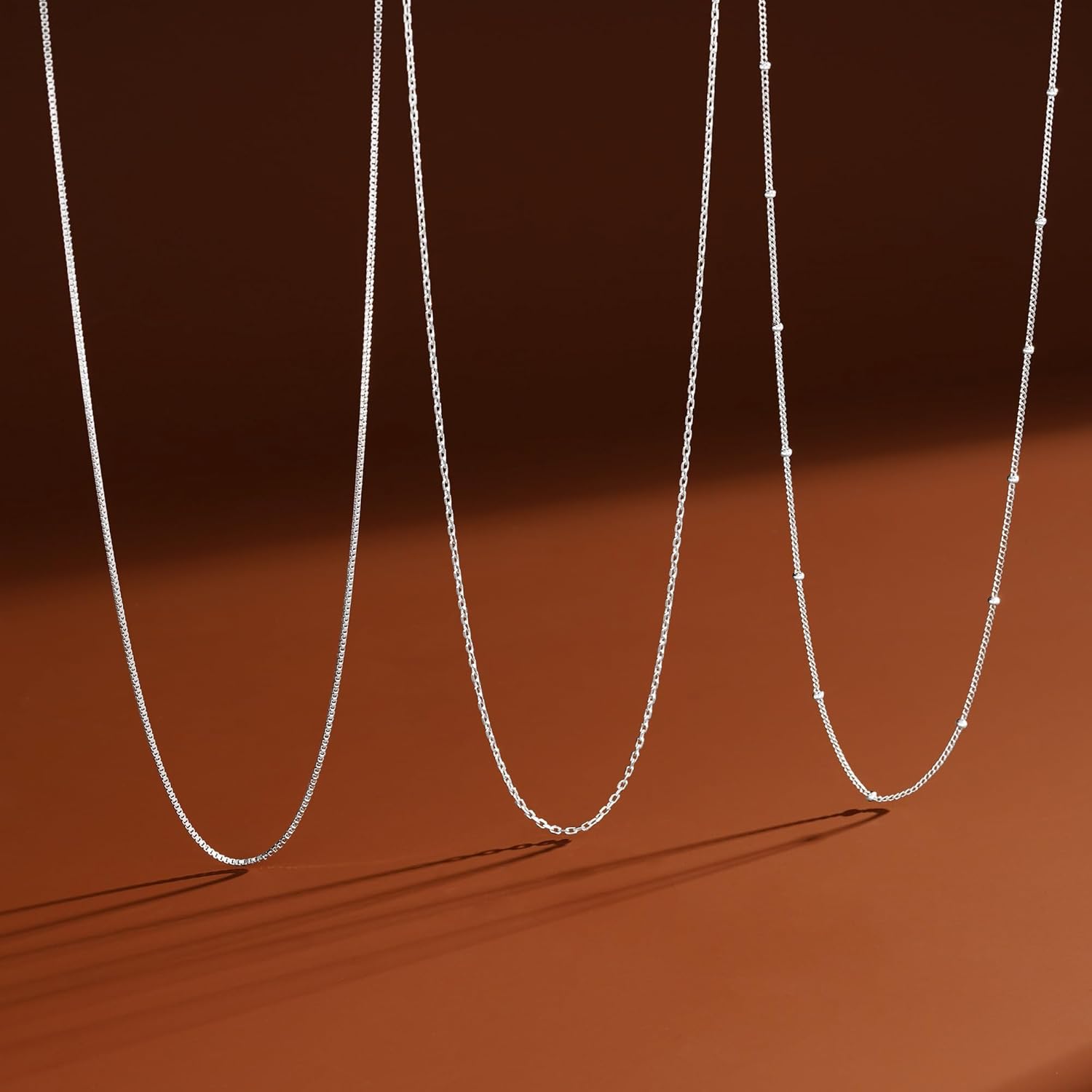 IIEFWELL S925 Sterling Silver Chain Necklace for Women - 1.2/0.8mm Satellite Bead Cable Box Chains Necklace Set, Hypoallergenic Sturdy Women's Silver Chain Necklaces, 16/18/20/22 Inches Jewelry Gifts - Image 7