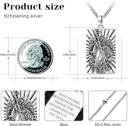 Miniatura 2 de Collar con medalla de San Patrón, plata de ley 925, collar con colgante de protección, joyería católica, regalos para hombres y mujeres