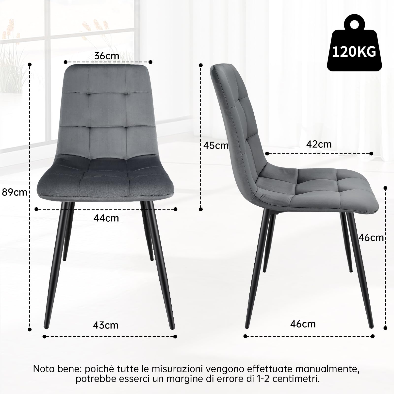 LEWE Set tavolo e sedie da pranzo,Tavolo da Cucina rettangolare in legno 140 x 80 x 76 cm，con 6 Sedie imbottite in Velluto per Cucine per Cucina, Soggiorno, Sala da Pranzo(Legno Scuro+Grigio scuro)