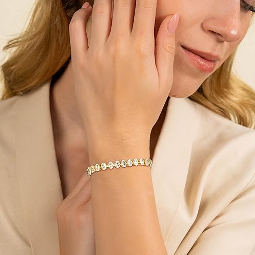 Miniatura 5 de Pulsera de tenis ajustable para mujer, circonita cúbica, pulsera nupcial de boda, pulsera delicada de plata y oro, regalo de joyería para novias