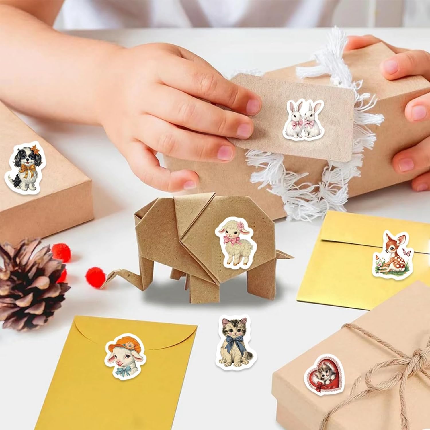 500PCS Meme Animal Stickers Roll 10 Styles Funny Stickers Cute Animal Decals Vinyl Waterproof Sticker School Supplies Incentive Potty Training Sticker for School Classroom Home (Animal) image 2