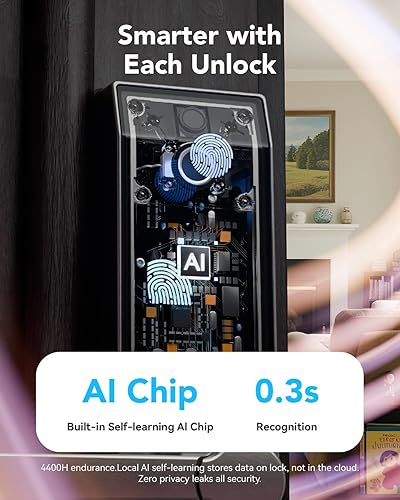 Miniatura 6 de Cerradura inteligente para timbre de puerta con huella dactilar, cerradura de puerta inteligente para propietarios de viviendas o padres, cerradura