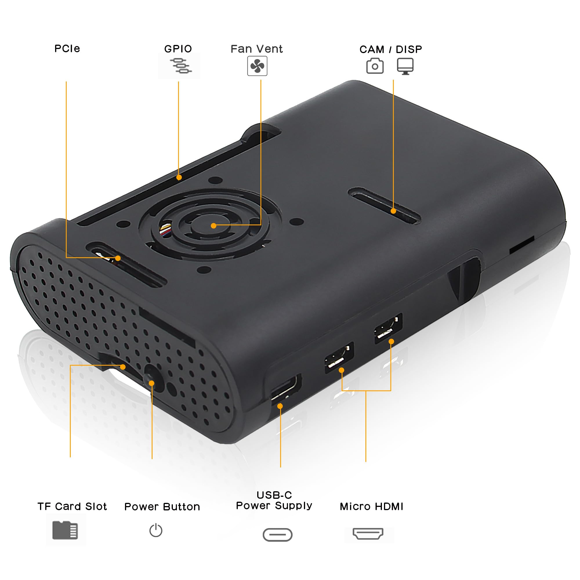 Raspberry Pi 5 ABS Case with Active Fan Cooler