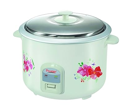 Prestige (Renewed) PRWO 2.8-2 1000 watts Printed Flowers Delight Rice Electric Cooker with 2 Aluminium Cooking Pans - cooks upto 1.7 kg