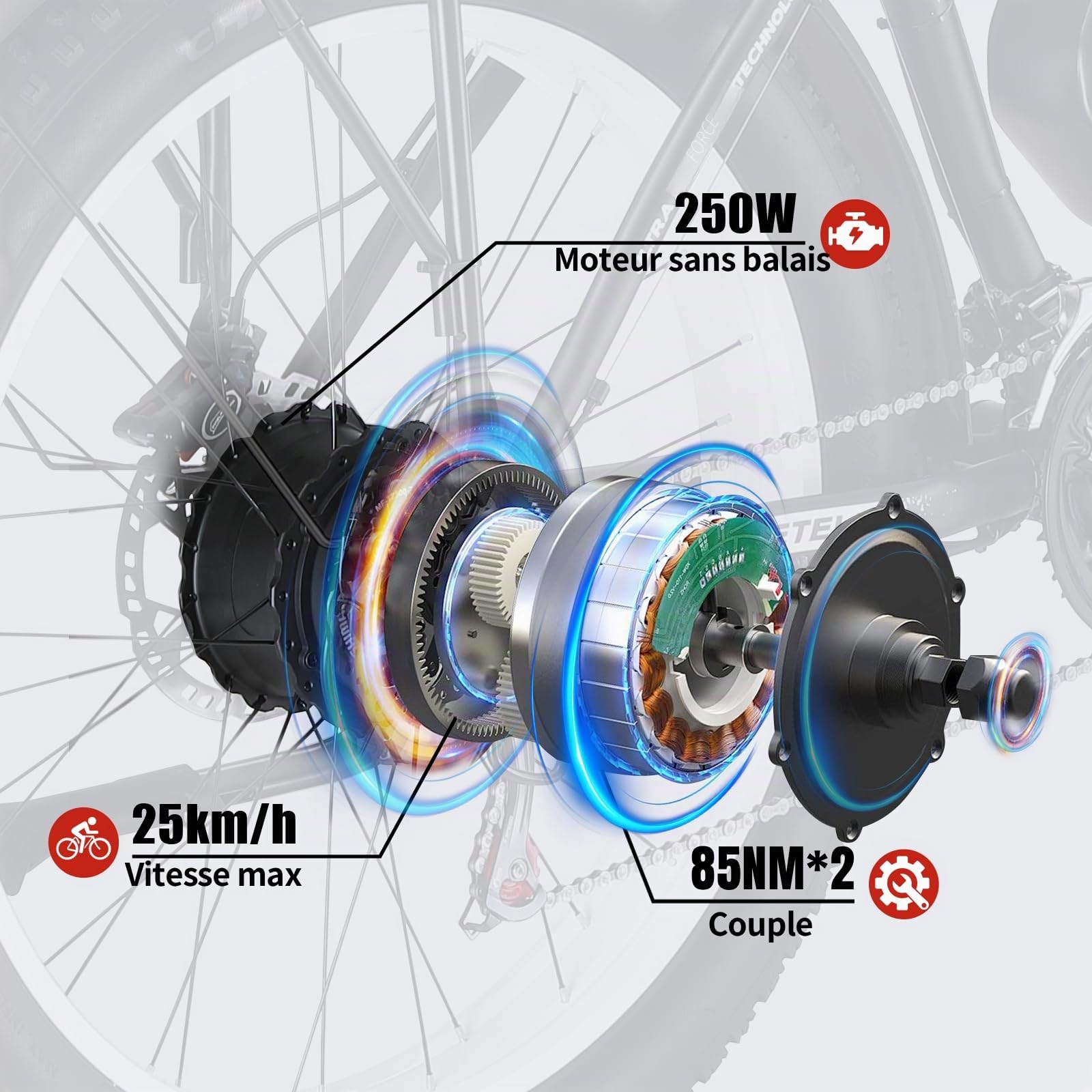 vélo électriques Homme Femme, Batterie 48V 23 Ah autonomie jusqu'à 40-90 km VTT Electrique, 21 Vitesses Freins à Disque Hydrauliques, 26x4.0 pour Montagne et trajets Quotidiens