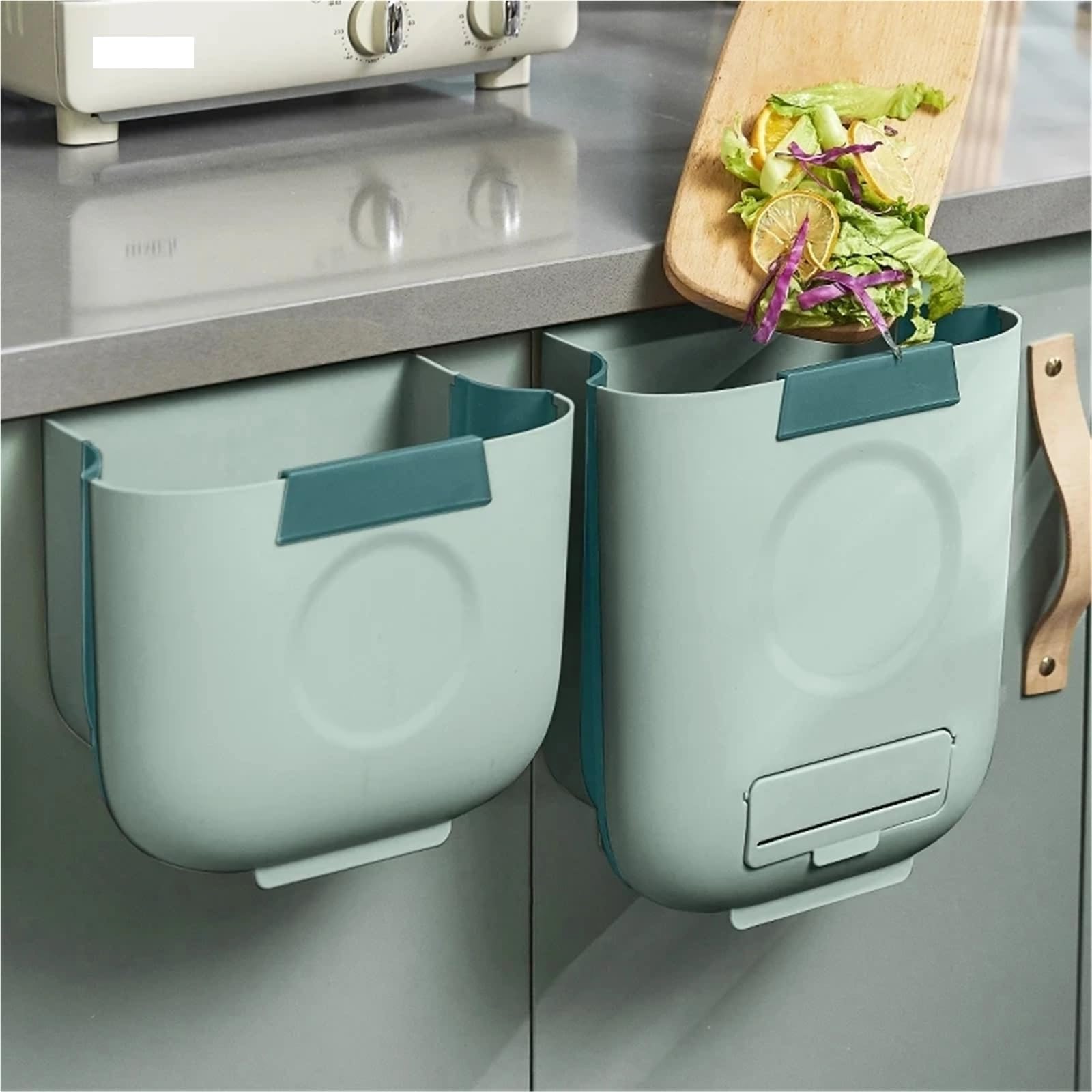 6/10L Cestino Pieghevole for La Cucina Appeso Porta Dell'armadio Fissato Al Muro Secchio della Spazzatura Riciclabile Bidone Dei Rifiuti Da(6L white)