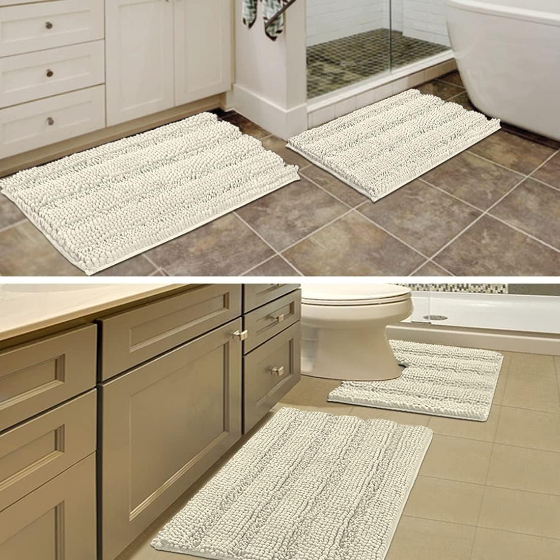 H.VERSAILTEX Item Striped Chenille Rug Pack 2-20" x 32"/17" x 24" and Pack 2-20" x 32"/20" x 20" Bundle