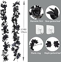 Vista 4 de Guirnalda de rosas de 5.74 pies con vides de rosas de 5.74 pies con vides de hojas de eucalipto para mesa, habitación, fiesta, oficina, decoración