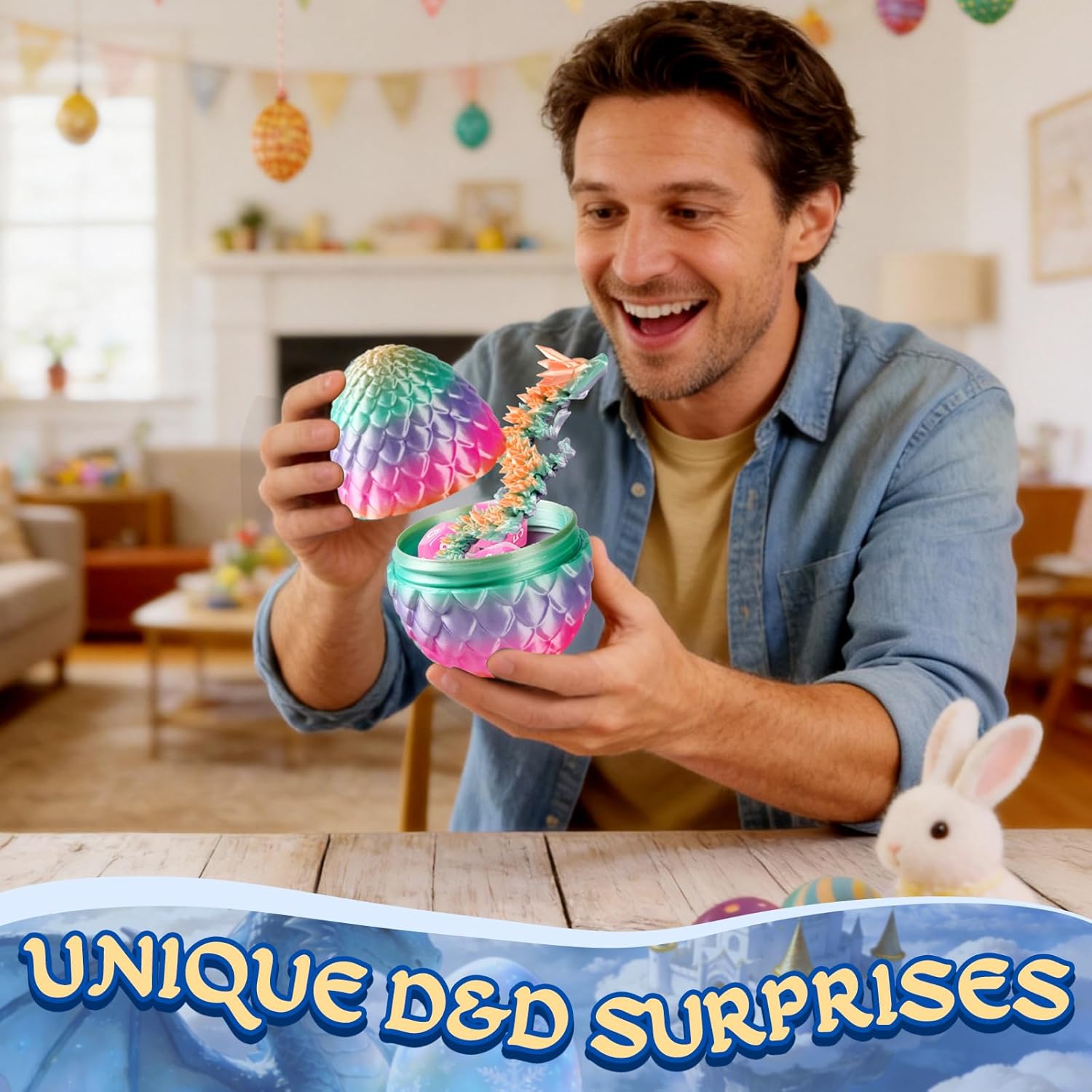 DND Dice Set and 3D Printed Dragon Eggs with Dragon Inside, D&D Dice Gifts for Kids Boys Girls,Suitable for Dungeons and Dragons RPG, MTG, Role Playing Table Game