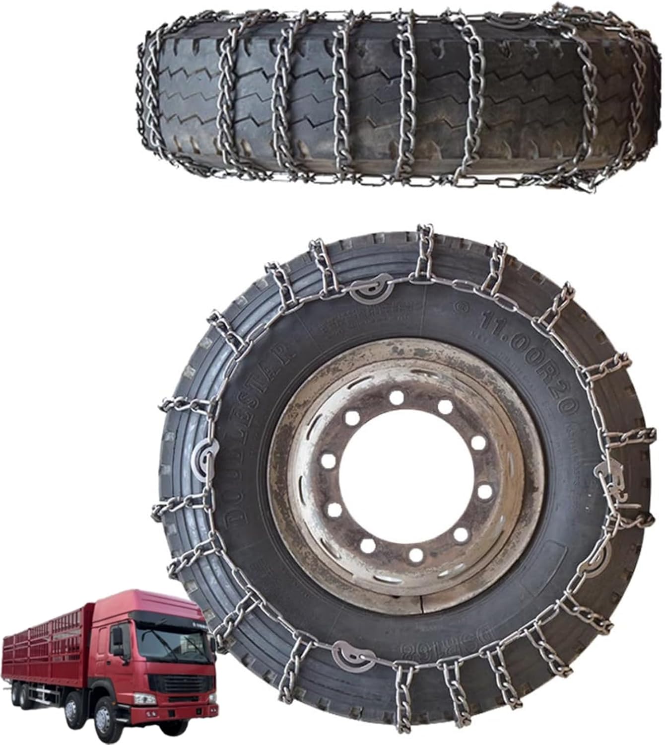 2pcs 9mm Heavy Duty Snow Tire Chains for Suv Pickup Trucks and AVT Traction Chains Manganese Skid Design for Snow,Mud and Sand Reliable Grip 8.25-16 2pcs 215/75R17.5