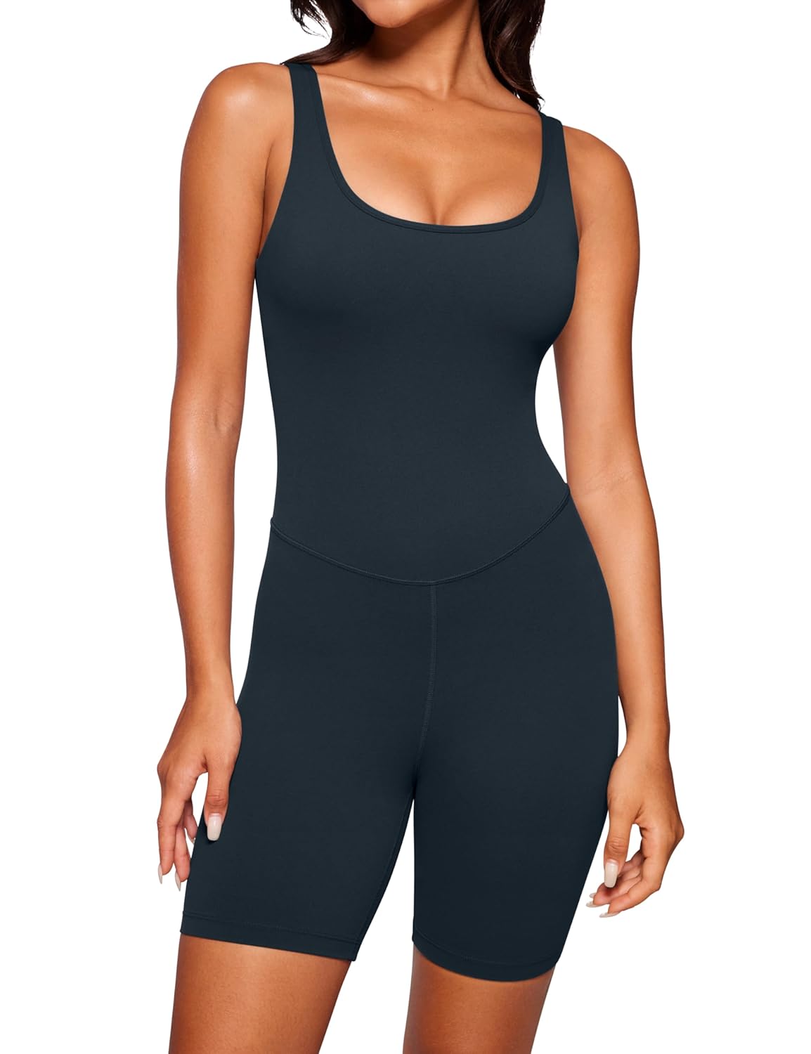 CRZ YOGA Butterluxe Athletic Womens Romper Tank Tops Workout Casual Shorts Jumpsuits One Piece Bodysuit ScoopNeck Padded