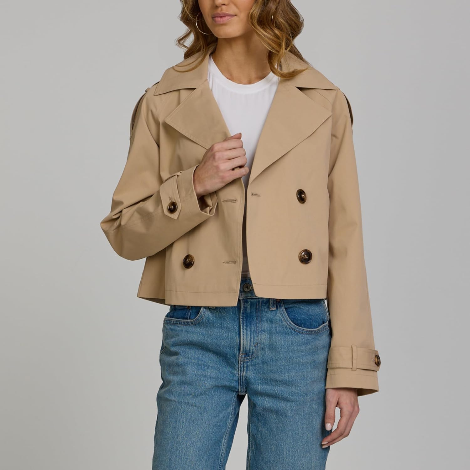 Steve Madden Cropped Lapel Trench Coat, Spring Jackets for Women, Womens Lightweight Work Jackets