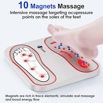 Foot Circulation Machine, EMS Foot Massager Circulation for Feet Legs Electric Feet Massager with 3 Function 8 Modes for Swelling Plantar Calf & Ankles Adjustable Legs Muscle Stimulato
