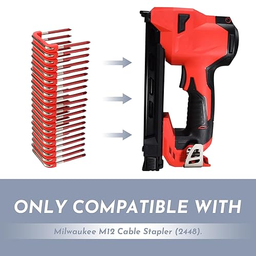 Miniatura 4 de MNM1-600 - Grapa de cable aislada de 1 pulgada, repuesto de grapa de metal aislada de 1 pulgada para grapadora de cable Milwaukee M12 2448-20 para