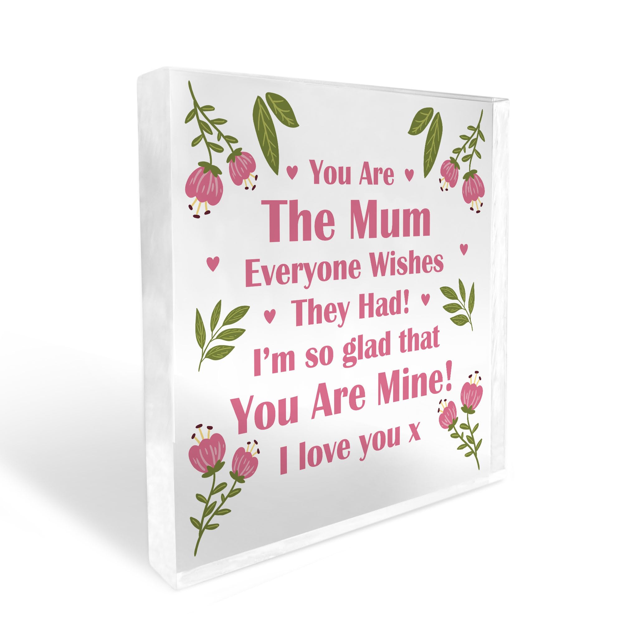 Red Ocean Gifts for Mum, Mum Birthday Gifts, Acrylic Plaque from Daughter Son, Presents for, Mothers Day Mummy, Mother, Stepmum, New, Mother in Law, Birthday